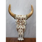 Ahşap Duvara Asmalı Bufalo Kafası thumbnail 2