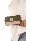 Relaxion Yeşil İki Gözlü Krinkıl Kumaş Kalem Çantası Kalemlik (173) thumbnail 2