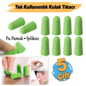 Tek Kullanımlık Kulak Tıkacı (5 Çift) 36 Db Pu Pamuk Tıkaç Gürültü Ses Önleyici Yüzme Su Koruyucu thumbnail 1