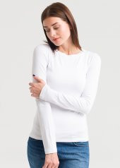 Bisiklet Yaka Uzun Kollu Beyaz Badi thumbnail 1