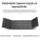 Windows İOS Android Tablet Telefon Için Taşınabilir Mini Katlanır Kablosuz Bluetooth 5.1 Klavye - 1