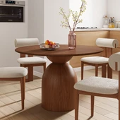 Elera İskandinav Doğal Ahşap Mutfak Masası 120x120 thumbnail 5