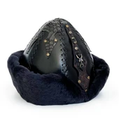 Shark Anatolia Ertuğrul Gazi Zımbalı Pirinç Broş Çapraz Dikiş Hakiki Deri Börk Şapka Siyah-60 thumbnail 4