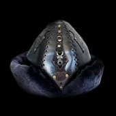 Shark Anatolia Ertuğrul Gazi Zımbalı Pirinç Broş Çapraz Dikiş Hakiki Deri Börk Şapka Siyah-60 thumbnail 1