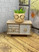 Hometarz Profesör Saksılar Yapay Çimli Sukulent Gözlüklü Saksı Bitki thumbnail 12