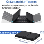 Windows İOS Android Tablet Telefon Için Taşınabilir Mini Katlanır Kablosuz Bluetooth 5.1 Klavye - 3