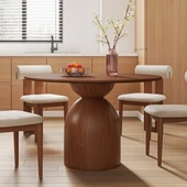 Elera İskandinav Doğal Ahşap Mutfak Masası 120x120 thumbnail 8