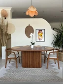 Luna Oval Ceviz Ahşap Bohem Masa 80x150 thumbnail 1