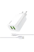 shaza 2.4a Çift Usb Çıkışlı Type-c Seyahat Şarj Aleti Seti - 1