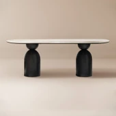 İmperial İtalyan Still Oval Traverten Yemek Masası 90x190 thumbnail 5