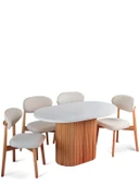 Luna Oval Natural Ahşap Bohem Masa 80x150 thumbnail 11