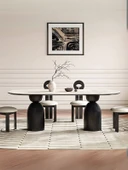 İmperial İtalyan Still Oval Traverten Yemek Masası 90x190 thumbnail 4