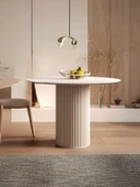 Vintage Yuvarlak Ahşap Bohem Masa 90x90 thumbnail 1