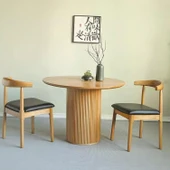 Vintage Yuvarlak Ahşap Bohem Masa 120x120 thumbnail 5