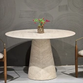 Lucca Yuvarlak Traverten Masa, Konik 120x120 thumbnail 7