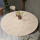Lucca Yuvarlak Traverten Masa, Konik 120x120 thumbnail 4