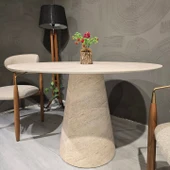 Lucca Yuvarlak Traverten Masa, Konik 120x120 thumbnail 5