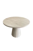Lucca Piramit Yuvarlak Traverten Masa, 100x100 thumbnail 3