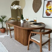 Terra Oval Ceviz Ahşap Bohem Masa 80x160 thumbnail 5