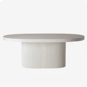 Luna Oval Beyaz Ahşap Bohem Masa 80x150 thumbnail 4