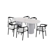 Liora İskandinav Oval Natural Ahşap Bohem Masa 90x200 thumbnail 3