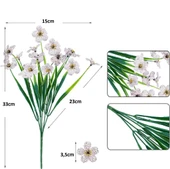 Nettenevime 6lı Set Yapay Çiçek Sazlı Mine Beyaz Renk 5 Dallı 33cm thumbnail 3