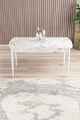Mabel Beyaz Mermer 80x132 Açılabilir Mdf Masa Yemek Odası Takımı,Mutfak Takımı 4 Sandalye, 1 Bench Cappucino - 4
