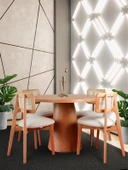 Lulu İskandinav Natural Ahşap Masa Sandalye Takımı 100x100 - 1