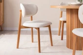 Boho İskandinav Natural Ahşap Masa Sandalye Takımı 90x90 - 5