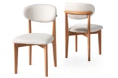 Boho İskandinav Natural Ahşap Masa Sandalye Takımı 90x90 - 12