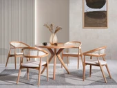 Oslo Natural Ahşap Masa Sandalye Takımı 100x100 - 4