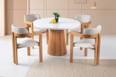 Norac İskandinav Natural Ahşap Masa Sandalye Takımı 100x100 - 2
