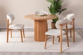Boho İskandinav Natural Ahşap Masa Sandalye Takımı 90x90 - 4