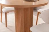 Boho İskandinav Natural Ahşap Masa Sandalye Takımı 90x90 - 6