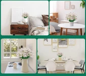 Nettenevime 6lı Set Yapay Çiçek Sazlı Mine Beyaz Renk 5 Dallı 33cm thumbnail 2