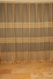 GEOMETRİK GOLD TEK KANAT Dikilmiş Pileli Fon Perde 300*260 Cm - 1