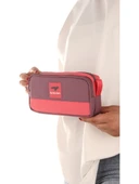 Relaxion Mor İki Gözlü Krinkıl Kumaş Kalem Çantası Kalemlik (173) thumbnail 2