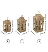 Ahşap Mdf Boyanabilir Dekoratif Fener Şamdan Mumluk( 3' Lü Set ) - 1