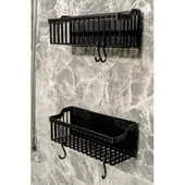 2 Li Plastik Yapışkanlı Askılı Mutfak- Banyo Rafı Düzenleyici Duş Şampuanlık - 11