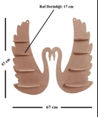 Ahşap Boyanabilir MDF Dekoratif 2 li Kuğu Duvar Rafı - Terek - 2