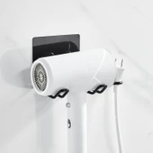 Siyah Güçlü Yapışkanlı Fön Makine Askısı Tutucu Banyo Askısı - 11