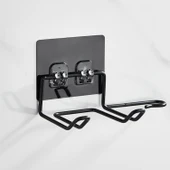 Siyah Güçlü Yapışkanlı Fön Makine Askısı Tutucu Banyo Askısı - 5