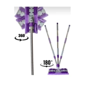 Teleskobik Cam Yer Tavan Silme - İstediğin Bezi Tak Kullan - 4 Mandallı -Yedek Bezli Mop Seti thumbnail 9