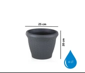 Omnipazar SO-HS02 Plastik Hasır Desenli Saksı 6 lt Antrasit 6 Adet - 2