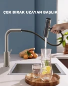 ÇOK MODLU INOX MUTFAK EVYE BATARYASI MAT GRİ MUSLUK SPİRALLİ ÇEK BIRAK BAŞLIK YAĞMURLAMA - 4