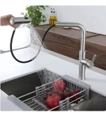 ÇOK MODLU INOX MUTFAK EVYE BATARYASI MAT GRİ MUSLUK SPİRALLİ ÇEK BIRAK BAŞLIK YAĞMURLAMA - 1