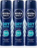 NIVEA MEN Erkek Sprey Deodorant Dry Fresh 72 Saat Anti-perspirant Koruma,Ekstra Kuruluk,150ml X3 Adet - 1
