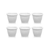 Omnipazar SO-HS03 Plastik Hasır Desenli Saksı 10 lt Kirli Beyaz 6 Adet - 1