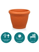 Omnipazar SO-HS02 Plastik Hasır Desenli Saksı 6 lt Kiremit 6 Adet thumbnail 4