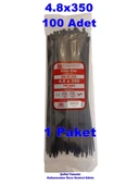 PEMSAN Klips Kablo Bağı 4.8x350 SİYAH (100lü Paket) Kablo Cırdı - 1